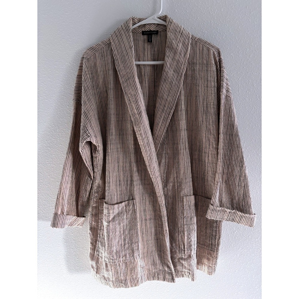 Eileen Fisher Blazer‎ Women Sm Natural Cotton Oversized Minimalist Sustainable